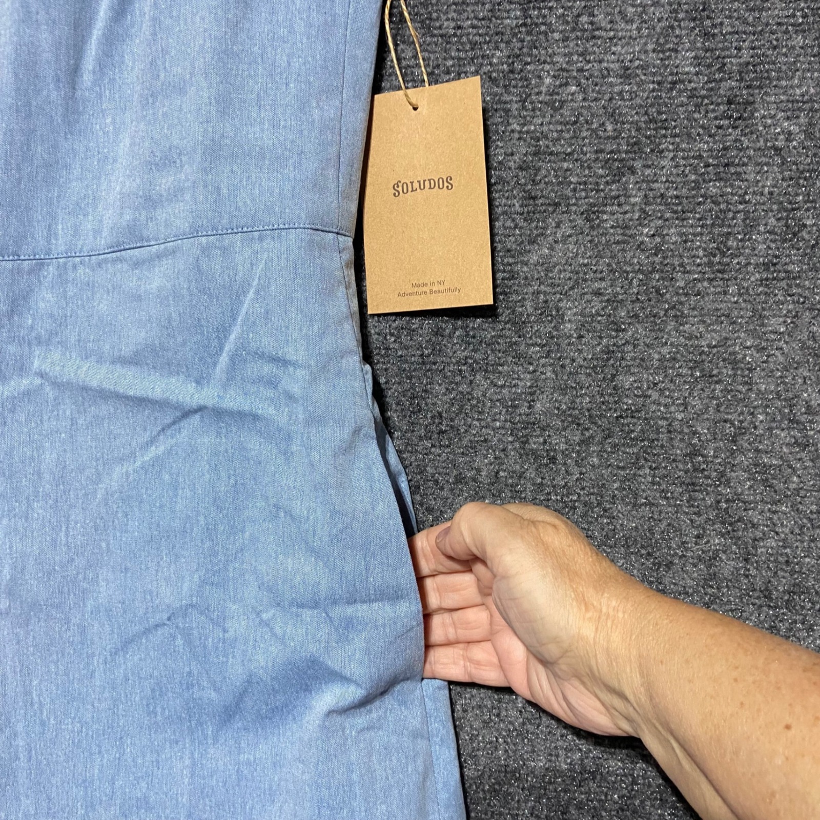 Soludos Light Blue Chambray Wide Leg Jumpsuit Square Neck Nwt Womens L Usa — image 4 of 8